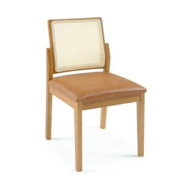 Imagem de Cadeira Sanat Da Com Encosto Telinha Quadrada Delicada, Assento Em Tecido E Cores Neutras