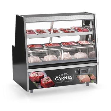 Imagem de Balcão De Frios E Avícola Aquecido Grta150a Gelopar Expositor De Carnes 1,5mt Preto 220v