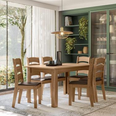 Imagem de Conjunto Sala De Jantar Mali 1,56 Com 6 Cadeiras Cedro 61C