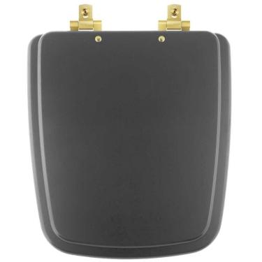 Imagem de Assento Sanitário Mdf Soft Close Boss Onix (preto Fosco) Para Vaso Incepa Com Ferragem Dourada