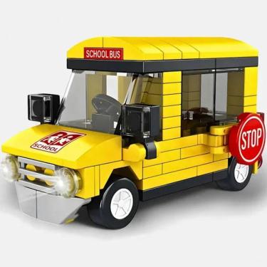 Imagem de Brinquedo Blocos De Construção Carro ônibus Escolar