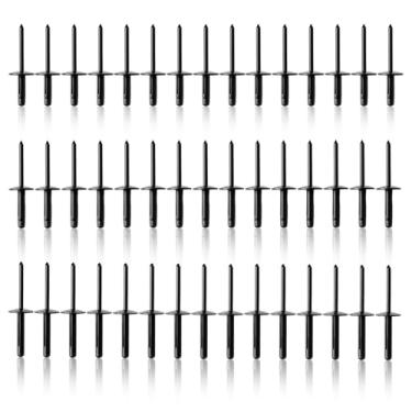 Imagem de Rebites triplos, 45 peças de 3/40.6 cm x 2.5 cm rebites pop pop de cabeça grande, rebites pop explodindo triplos de alumínio, rebite pop explosivo triplo preto para caiaque, automotivo e móveis