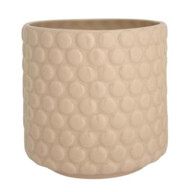 Imagem de Nordring Vaso de flores de grés – Vaso marítimo de 12 cm com bolinhas – Vaso de cerâmica moderno com esmalte crackle – sem orifícios de drenagem – comporta plantas de interior de 10 cm