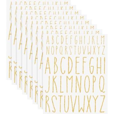 Imagem de Gersoniel 416 peças, 8 folhas, vinil, glitter, ouro, letras, adesivos, autoadesivos, alfabeto ABC, letras adesivas para caixa de correio, janela, porta, carro, caminhão, bricolage, artesanato (2,5 cm