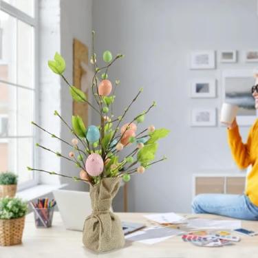 Imagem de Árvore de outono, árvore de mesa com luzes LED para decoração de casa, decoração de mesa de Natal, flores artificiais com luzes operadas por bateria - (Ovo)