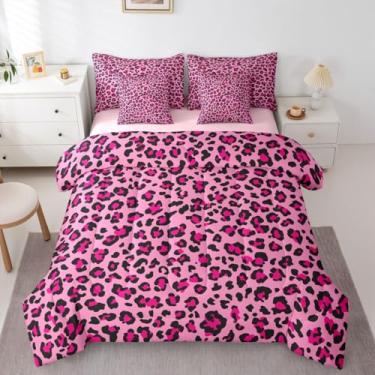 Imagem de Feelyou Conjunto de edredom com estampa de leopardo, 7 peças, cama queen size de pele de chita em uma bolsa, para crianças, meninos e meninas, textura de microfibra