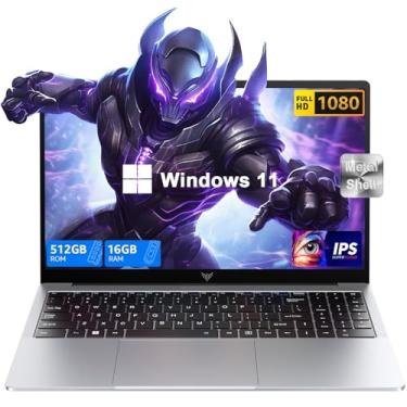 Imagem de Laptop, novo laptop 2025 com processador Intel N150 (até 3,6 GHz), 16 GB RAM 512 GB NVMe SSD, tela FHD de 15,6 polegadas, laptop Windows 11/Student/Business, capa de metal, HDMI, USB 3.2, bateria de