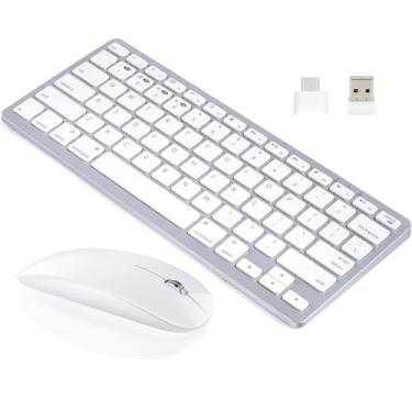 Imagem de Teclado e mouse sem fio compatíveis com laptops iMac MacBook Air/Pro Windows (teclado e mouse Bluetooth recarregáveis)