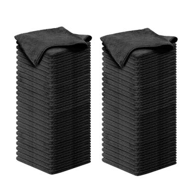 Imagem de USANOOKS Pano de limpeza de microfibra - 1200 lavagens, toalhas ultra absorventes aderência raiz trama sujeira - pacote com 100 - preto