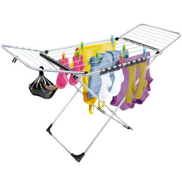 Imagem de Varal De Chão Em Alumínio Big Até 21 Kg Com Abas Dobrável Leve Secalux
