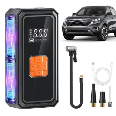 Imagem de Bomba de pneu, compressor sem fio com luzes | Inflador de pneu portátil para carro | para bolas de bicicleta, brinquedos infláveis, SUV, Sedan, acampamento, piscina, boias ao ar livre, casa, garagem