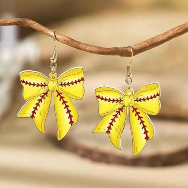 Imagem de Brincos femininos com laço de basquete de beisebol, acrílico, equipes, esportes, jogos, futebol, voleibol, laço, pendurados, festas, feriados, joias, acessórios para presentes, Medium, Acrílico, Sem