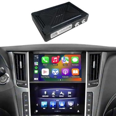 Imagem de CARAMCO Módulo automotivo sem fio CarPlay e Android compatível com Infiniti Q50 Q50L QX50 Q60 2015-2019 kit de retrofit compatível com câmera original, áudio Bluetooth e microfone
