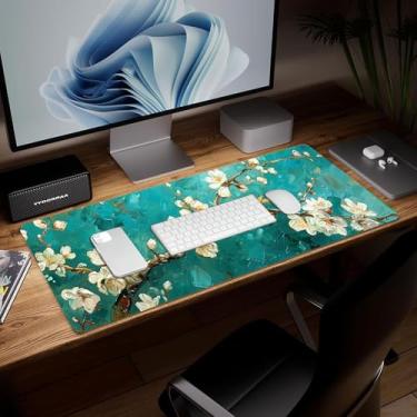 Imagem de Tapete de mesa minimalista de couro, mouse pad de arte colorida grande teclado de computador para jogos, capa e protetor de mesa à prova d'água, tapete de mouse decorativo de couro PU para laptop