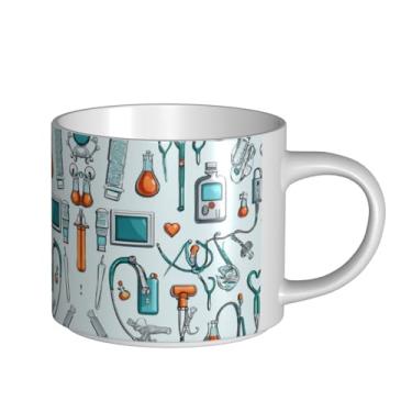Imagem de ZERAOKE Enfermeira fofa - Caneca grande de cerâmica impressa para café, capacidade grande para escritório e casa, lavável na lava-louças, design com alça em C.
