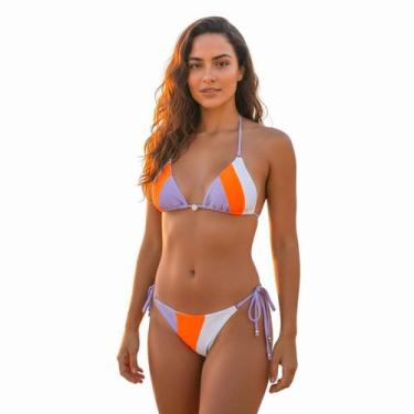 Imagem de Conjunto Biquíni Cortininha Com Bojo Removível Amarração Arsiè, Lilás,