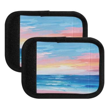 Imagem de Qilmy Linda pintura de praia, alça de bagagem, embalagem com 4 identificadores de bagagem, etiqueta confortável, alças para carrinho, mala de viagem, acessórios de viagem de avião27