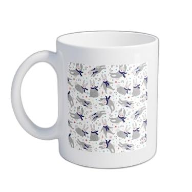 Imagem de Caneca Xícara de Café Porcelana 300ml Com Desenho de Coelhos e Lenços