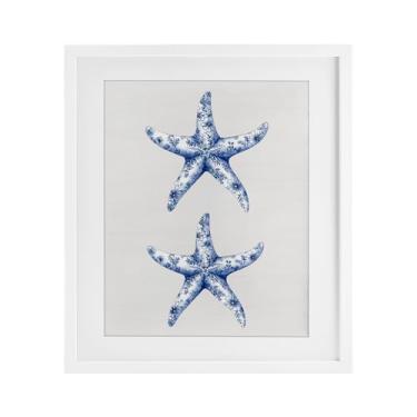 Imagem de Stupell Industries Vintage Toile Starfish Impressão emoldurada branca sob vidro, design por Lettered and Lined, 16 x 13