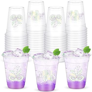 Imagem de Yaomiao 50 peças de copos de carnaval a granel 340 g descartáveis de plástico carnaval carnaval copos de bebida máscara coroa chapéu de palhaço copos de bebida impressos para carnaval circo festa