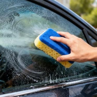 Imagem de Esponja desembaçadora de janela, pano não tecido absorvente para espelho de vidro de carro, esponja de limpeza reutilizável