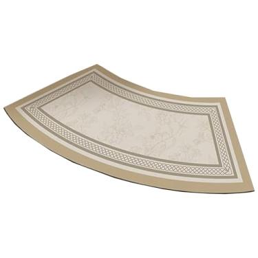 Imagem de Tapetes de chuveiro curvos, tapete de banho curvo forte absorvente para chuveiro redondo e canto, tapete de banho de canto de secagem rápida, tapete de chuveiro inferior antiderrapante de borracha