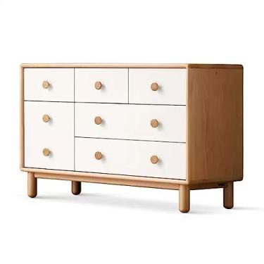 Imagem de Cômodas Cômoda Ampla para Quarto - Armário de Armazenamento em Madeira Maciça com Porta e 5 Gavetas, para Sala Estar, Home Office