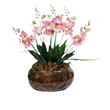 Imagem de Arranjo Flores Artificiais Vaso De Vidro DecoraçãO OrquíDeas Flores Artificiais DecoraçãO Para Casa Altamente Decorativo E Esteticamente AgradáVel(Rosa)