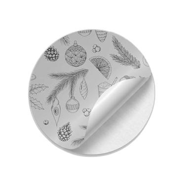 Imagem de Adesivos Redondos Natalinos Vintage 25 Unidades com Estampa Ilustração - Tamanho 85x85cm