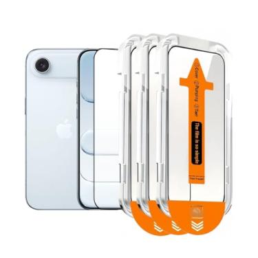 Imagem de Pacote com 3 protetores de tela para iPhone Air, à prova de estilhaçamento, grau militar, dureza 9H, cobertura total, vidro temperado para iPhone 17 Air com bandeja ultra fit