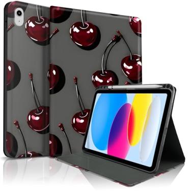Imagem de TopPerfekt Capa para iPad 11th (A16) 27.9 cm 2025/10ª geração 27.7 cm 2022, capa protetora com design de estética elegante cereja chique bonito com suporte para lápis, antiderrapante, à prova de