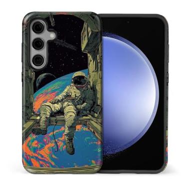 Imagem de WANKBLC Capa brilhante compatível com Samsung Galaxy S23 FE para meninas e meninos, design de corpo inteiro, silicone macio, proteção contra arranhões, padrão maluco, retrô, astronauta, espaço
