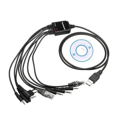 Imagem de ZEZEFUFU Cabo de programação USB de rádio 8 em 1 para Motorola para ICOM para Kenwood para Baofeng para YAESU