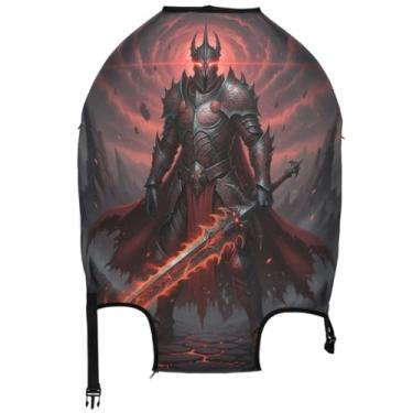 Imagem de Joisal Capa protetora de bagagem, vermelha, proteção de guerreiro legal, presente de viagem engraçado, manga de bagagem, Red Cool Warrior, XL, Fits 29-32 Inch Case, Capa de mala