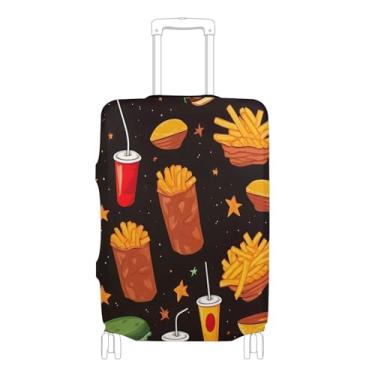 Imagem de Joisal Capas de bagagem estampadas para protetor de mala elástica colorida Fast Food Brown Flight Travel Suitcase, P, serve para capa de 45 a 50 cm, Fast Food marrom colorido 1, M 22-24 in, Capa de