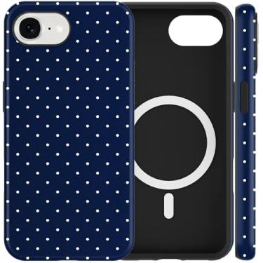 Imagem de Cinysnt Capa de telefone fofa de bolinhas para iPhone 16e capa magnética de 6,1 polegadas, compatível com Magsafe, estampa estética moderna design feminino capa dura PC à prova de choque macio TPU