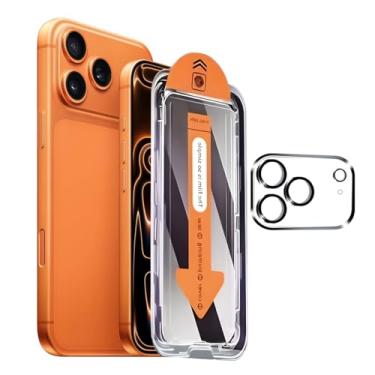 Imagem de 1 + 1 pacote para iPhone 17 Pro protetor de tela de privacidade com protetor de lente de câmera cobertura total filme de vidro temperado anti-espião dureza 9H fácil instalação sem bolhas [6,3