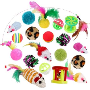 Imagem de Brinquedos para Pet Forma de Bolas Canal Gato Engraçados Suprimentos Filhote Novo Sino Penacho Pelo Leopardo Surdo Mola Brinquedo Bastão Provocar