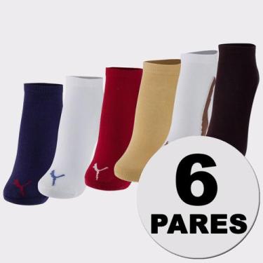 Imagem de Kit Meia Puma Sapatilha 6 Pares Sortidas, 39-43