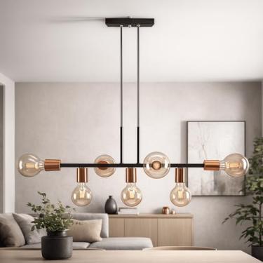 Imagem de Pendente Rubis 7 Lâmpadas 68cm Industrial (Preto/Cobre Flex)