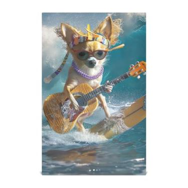 Imagem de Joisal Toalhas de prato engraçadas chihuahua cachorro surf para decoração de cozinha toalhas de chá de mão fofas panos de limpeza absorventes macios 45 x 71 cm, pacote com 6