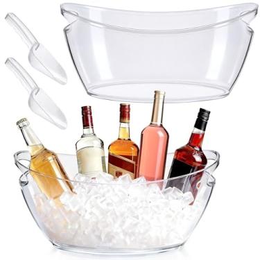 Imagem de Balde de gelo 2 peças, baldes de gelo de acrílico transparente para festas, banheira de bebida de plástico e balde de champanhe para suprimentos de bar Mimosa, baldes de 5,5 L para bebidas, cerveja