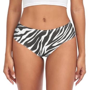 Imagem de Joitme Roupa íntima feminina, roupa íntima engraçada, calcinha sexy feminina de cintura baixa, Estampa de zebra, listras pretas e brancas, G