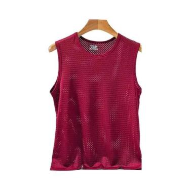 Imagem de Camiseta Sem Mangas De Malha De Seda Gelada Para Homens, Transparente,