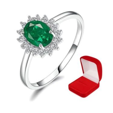 Imagem de Anel Prata Pedra Zircônia Verde + Caixa veludo vermelha - Banhado a Prata 925 / disponível em: Azul, Safira, Verde, Vermelho, Verde Turmalina, Amarelo Citrino (Verde, 15)