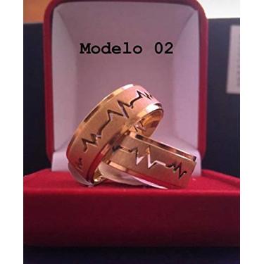 Imagem de Par Alianças anel noivado casamento namoro compromisso banhado a ouro 6mm 18K