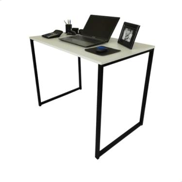 Imagem de Mesa de Escritório Moderna, 120 cm, Design Minimalista, Estrutura de Metal Preta, para Home Office (branco)