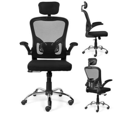 Imagem de Cadeira de escritório Brin7 B7 001 ergonômica preta com estofado de mesh