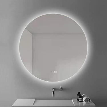 Imagem de TRGCJGH Espelho de Parede para Banheiro Espelho de Maquiagem Montado na Parede Espelho de Banheiro Antiembaçante com Iluminação e Lupa Regulável À Prova D'água, C-Whitelight-60 x 60 cm