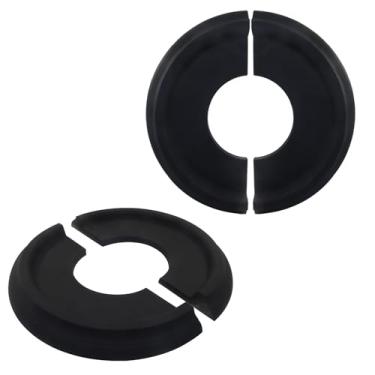 Imagem de Piutouyar Medalhão de teto preto dividido, 2 peças 25,4 cm OD x 10 cm ID PU capas de luz de teto luminárias moldadas medalhões redondos para luminárias e ventiladores de teto medalhão